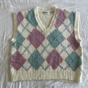 Vintage Argyle Knit Sweater Vest